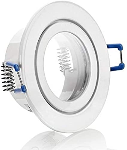 LC-Light IP44 Aluminium Feuchtraum Badezimmer Einbaustrahler Einbauspot mit Klickverschluß, Gummidichtung Spritzwassergeschützt geeignet für MR16/GU10 LED/Halogen 12V GU5.3/230V GU10 (Weiß Rund) von LC-Light