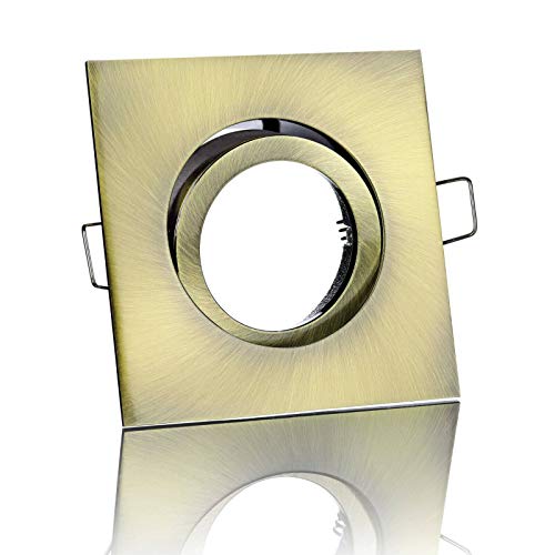 LC-Light LED Einbaustrahler Einbauleuchte Einbauspot schwenkbar Gebürstet inklusive GU10 Fassung 230V (Eckig Altmessing) von LC-Light