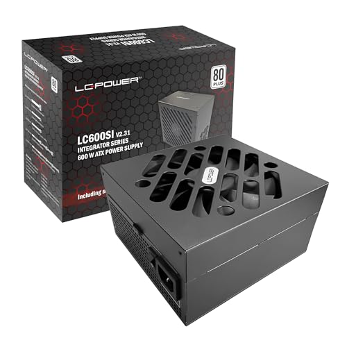 LC-POWER ATX PC Netzteil 600W, Zertifikat 80 Plus, 140mm Lüfter, Integrator Serie LC600SI V2.31, Schwarz von LC-POWER