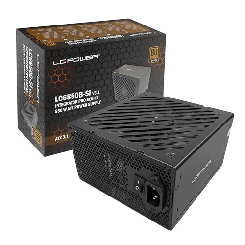 LC-POWER ATX PC Netzteil 850W, PCI-Express 5.1, Zertifikat 80 Plus Bronze, 135mm Lüfter, Integrator Pro Serie LC6850B-SI V3.1, Schwarz von LC-POWER