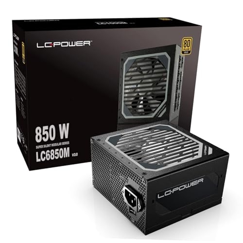 LC-POWER LC6850M Vollmodulares, 850W PC ATX 3.0 Netzteile, Geräuscharmes Netzteil, PCIe Gen 5.0 GPU, leiser 135 Lüfter, voll-modular, 80 Plus Gold - Schwarz(LC6850M-V3.0) LC-POWER LC6850M Vollmodulares, 850W PC ATX 3.0 Netzteile, Geräuscharmes Netzteil, PCIe Gen 5.0 GPU, leiser 135 Lüfter, voll-modular, 80 Plus Gold - Schwarz(LC6850M-V3.0) von LC-POWER