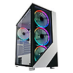 LC-Power Computergehäuse Gaming 03W - Lucid_X Midi Tower Metall, Kunststoff, Gehärtetes Glas Schwarz, Weiß von LC-Power