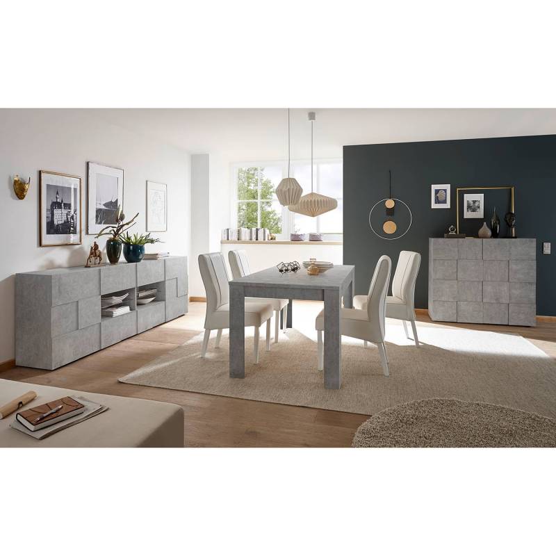 home24 Highboard Dama I 121 x 111 x 42cm Grau/Beton Dekor von home24