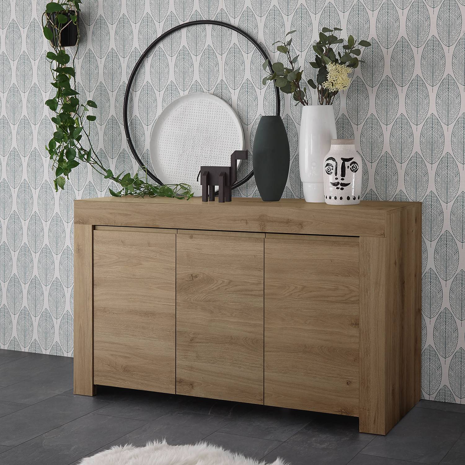 LC Spa Sideboard Firenze I Eiche Dekor Spanplatte 138x81x42 cm (BxHxT) Modern 3-türig von LC Spa