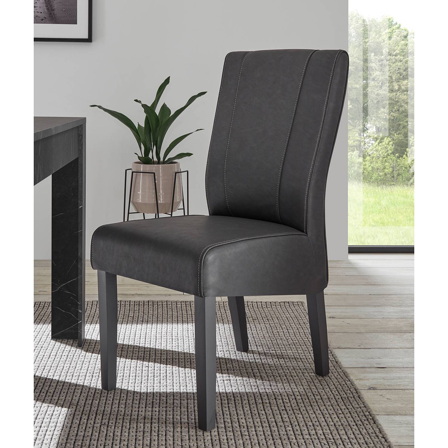 home24 Polsterstuhl 2er-Set 46 x 100 x 57cm Grau von home24