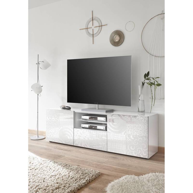 home24 TV-Lowboard Miro Spanplatte, beschichtet Weiß/Hochglanz Weiß 181 x 57 x 42cm home24 TV-Lowboard Miro Spanplatte, beschichtet Weiß/Hochglanz Weiß 181 x 57 x 42cm von home24