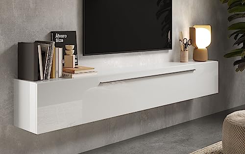 Lc Spa Horizontaler Hängeschrank mit Klappe, weiß glänzend, 210 x 33 x 35 cm von LC Spa