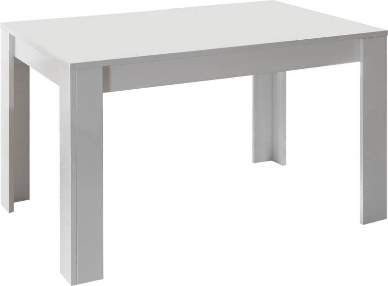 INOSIGN Esstisch Basic 137x90x79 cm (BxTxH), Esszimmertisch Weiss Hochglanz Lack, moderner rechteckiger Küchentisch, ausziehbar, erweiterbar auf 185 cm von INOSIGN