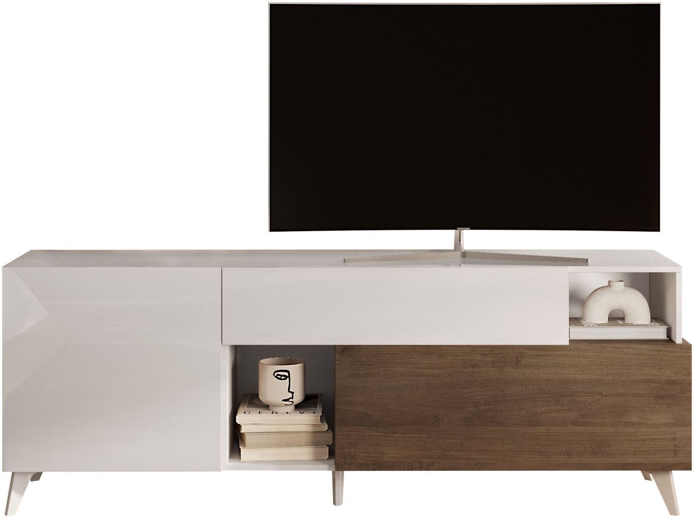 LC Lowboard Monaco Breite 181 cm, TV-Board mit 1 Tür, 1 Klappe u. 1 Schubkasten, Fernsehtisch, TV-Schrank, Soft/Self Closing von LC