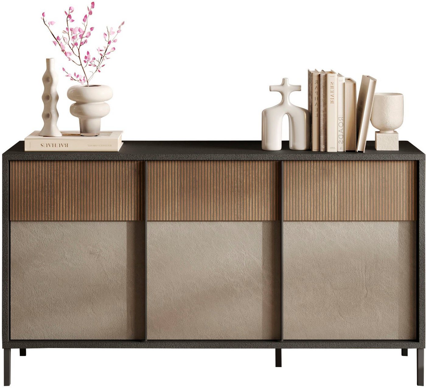 LC Sideboard Everest Breite 156 cm, Kommode mit 3 Türen, Anrichte, Soft/Self Closing, Korpus 22 mm von LC