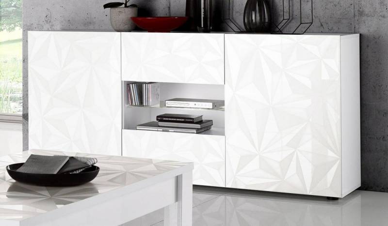 INOSIGN Sideboard Prisma Breite 181, Kommode 2 Türen, 2 Schubkästen, Anrichte, Front mit elegantem Siebdruck, grifflos, viel Stauraum von INOSIGN