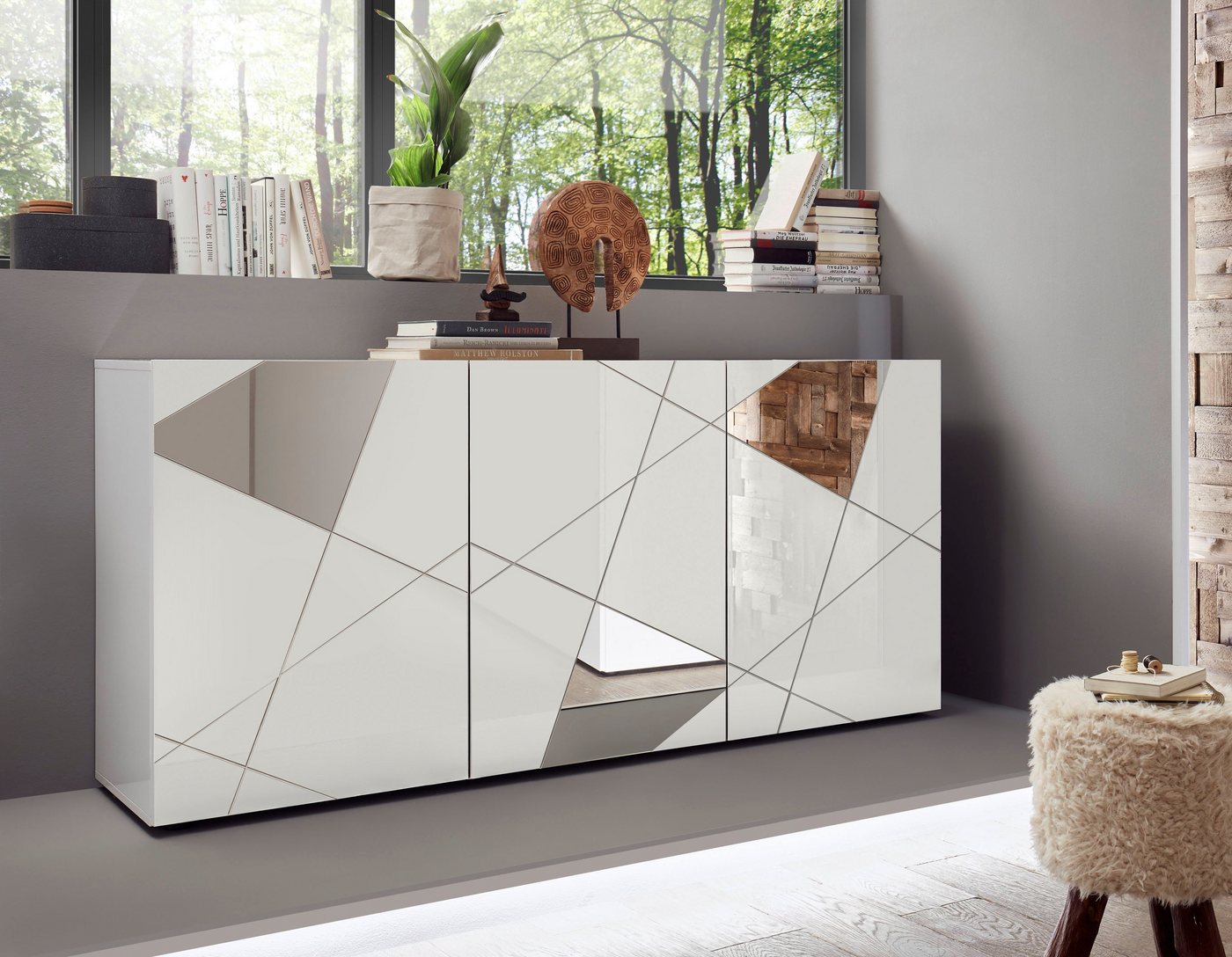 LC Sideboard Vittoria, Breite 181 cm, Front mit Siebdruck und Spiegel von LC