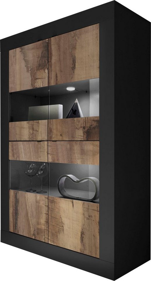 INOSIGN Vitrine Basic Höhe 162 cm, Standvitrine mit 4 Türen - Metallgriffe, Stauraumvitrine in moderner Rahmenoptik, Hochschrank, Anrichte von INOSIGN