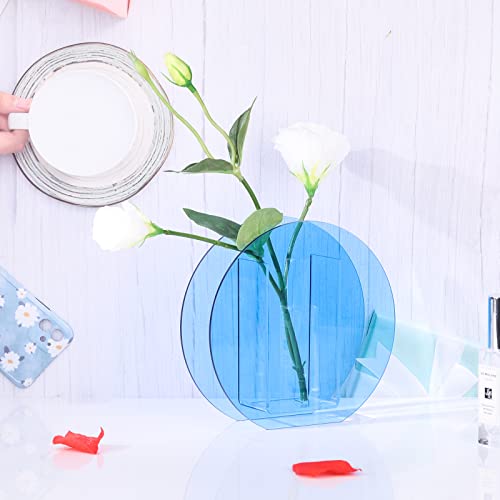 Blaue Acryl-Vase, Moderne geometrische Vase mit breiter Öffnung, Blaue Blumenvase für Tafelaufsätze, Schreibtisch-Blumenvase, für Wohnzimmertisch, Büro, Hochzeit von LCCCK