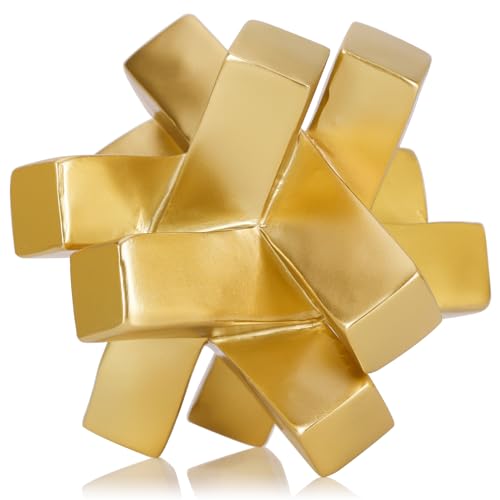 Goldene Knoten-Dekoration, Krimsknacks für Regale, goldene geometrische Skulptur, Statue, moderne dekorative Objekte, Regal, goldene Heimdekor-Akzente, minimalistisches Bücherregal, TV-Ständer, von LCCCK