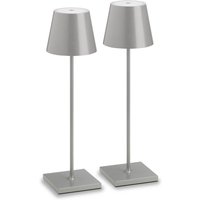 LCD Außenleuchten 2er Set 5097/5098/5099 LED Akkuleuchte Silber von LCD Außenleuchten