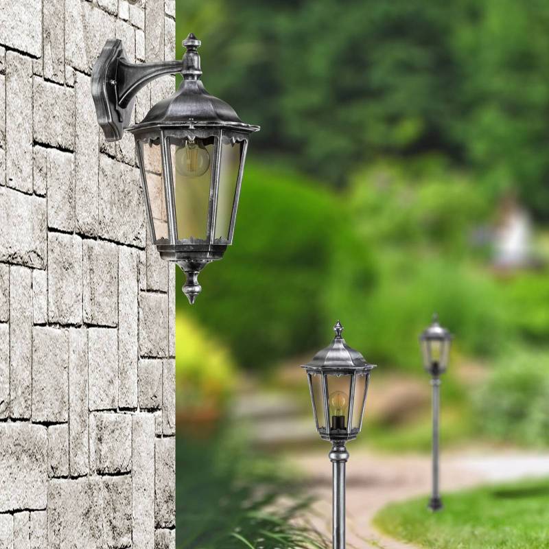 Außenwandlampe 1111 Laterne hängend schwarz-silber von LCD