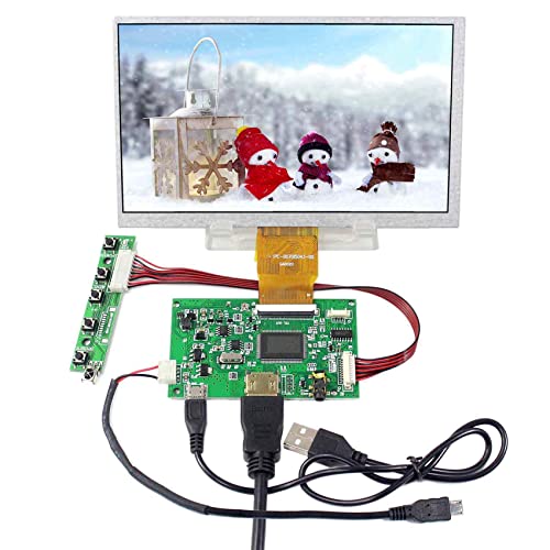 VSDISPLAY 17,8 cm (7 Zoll) 1024x600 50pin IPS LCD Bildschirm mit Controller Karte,mit USB und Micro USB Stromkabel von VSDISPLAY