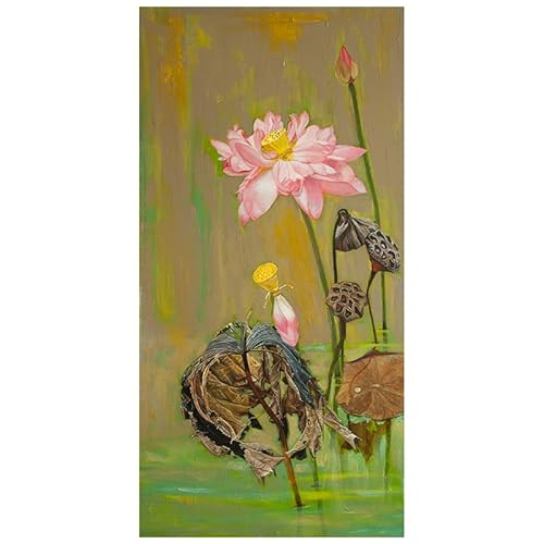 LCDIUDIU Leinwandbild, Handgemalt, Abstraktes Landschaftsölgemälde, Rosa Blühender Lotus, Grüner Teich, Modernes Ungerahmtes Kunstwerk für Wohnzimmer, Büro, Schlafzimmer, Heimdekoration, 150 X LCDIUDIU Leinwandbild, Handgemalt, Abstraktes Landschaftsölgemälde, Rosa Blühender Lotus, Grüner Teich, Modernes Ungerahmtes Kunstwerk für Wohnzimmer, Büro, Schlafzimmer, Heimdekoration, 150 X von LCDIUDIU