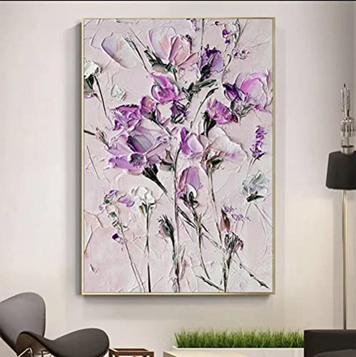 Leinwand Bilder, Lila Dicke Textur Abstrakte Magnolienblume Moderne Kunstwerke Rahmenlose Originale Handgemalte Ölgemälde Auf Leinwand Wandkunst Für Wohnzimmer Schlafzimmer Büro Wohnkultur,50X7 von LCDIUDIU