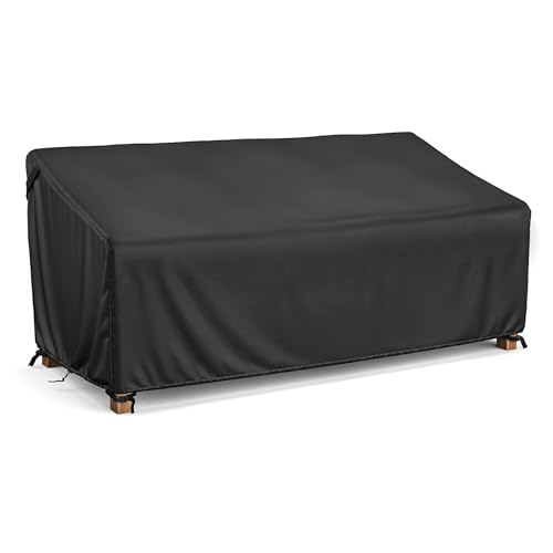 LCGOD Gartenbank Abdeckung, Sitzbankbezüge Wasserdicht 2 Sitzer 600D Heavy Duty Wasserdicht, Winddicht, Anti-UV, Reißfestes Oxford-Gewebe Außensitzbankbezug (147x83x78/55cm) von LCGOD