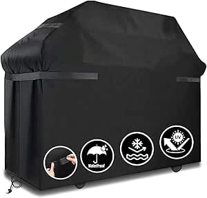 LCGOD Grillabdeckung wetterfest, 210D Oxford-Stoff Grill Abdeckhaube mit Klettverschluss zum Befestigen, wasserdicht, staubdicht, atmungsaktiv, reißfest Gasgrill Abdeckung Universelle (132x66x109cm) von LCGOD