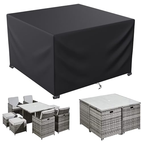LCGOD Abdeckung Gartenmöbel Wasserdicht ，Abdeckplane für Gartenmöbe Chwerlast 600D Oxford Gewebe Winddicht,Staubfest, UV-Beständiges,Schutzhüllen für gartenmöbel und Sofa，Quadratisch(125x125x74cm) von LCGOD