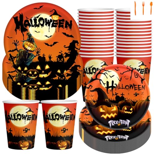 140 Stück Halloween Dekoration Kürbis Tasse Karton Set für 20 Personen für Fest Desktop Einrichtung Party Supplies von LCHENJIDG