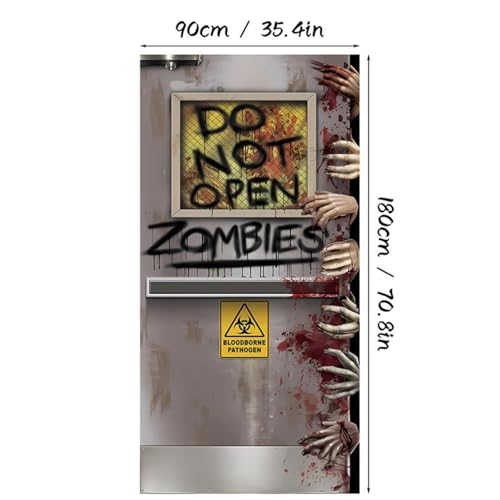 Halloween hängende Tür Vorhang, 35 * 71 Zoll Geisterhaus Thema, geeignet für Indoor Outdoor Party Festivalszene Einrichtung, Horror Atmosphäre Dekoration Veranda hängende Leinwand von LCHENJIDG