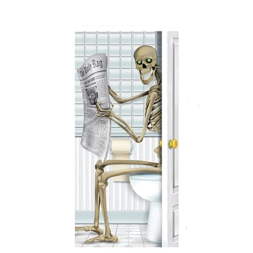 Halloween hängende Tür Vorhang, 35 * 71 Zoll Geisterhaus Thema, geeignet für Indoor Outdoor Party Festivalszene Einrichtung, Horror Atmosphäre Dekoration Veranda hängende Leinwand von LCHENJIDG