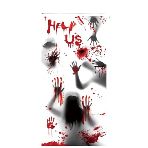 Halloween hängende Tür Vorhang, 35 * 71 Zoll Geisterhaus Thema, geeignet für Indoor Outdoor Party Festivalszene Einrichtung, Horror Atmosphäre Dekoration Veranda hängende Leinwand von LCHENJIDG
