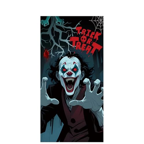 Halloween hängende Tür Vorhang, 35 * 71 Zoll Geisterhaus Thema, geeignet für Indoor Outdoor Party Festivalszene Einrichtung, Horror Atmosphäre Dekoration Veranda hängende Leinwand von LCHENJIDG