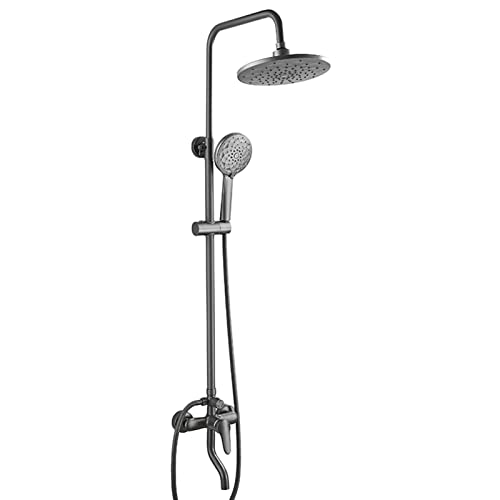 11 Zoll Regen Duschkopf mit Handheld Sprühduschenarmaturen Sets Hochdruck Badezimmer Duschverkleidung mit Regal, grau 11 Zoll Regen Duschkopf mit Handheld Sprühduschenarmaturen Sets Hochdruck Badezimmer Duschverkleidung mit Regal, grau von LCHJX