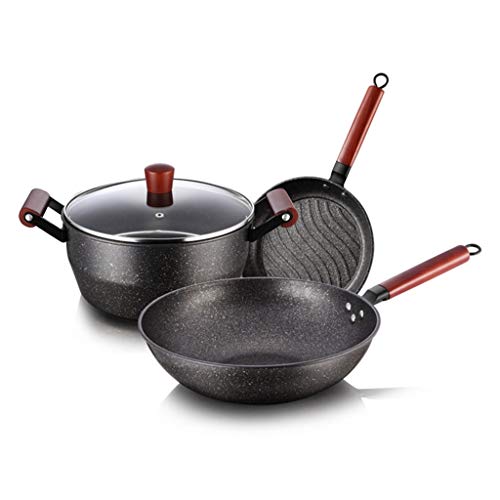 3pcs Set Set Nicht-Eisen-Kochtöpfe und Pfannen Set Koreanisches Kochgeschirr für Tisch-Topf-Suppe Küche Kochtopf mit Decktopf 3pcs Set Set Nicht-Eisen-Kochtöpfe und Pfannen Set Koreanisches Kochgeschirr für Tisch-Topf-Suppe Küche Kochtopf mit Decktopf von LCHJX