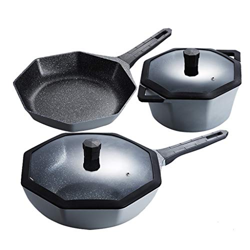 4 -teiliger Topf -Set Haushaltsfleisch -Pot -Induktionskocher Wok Anzug Küchentöpfe und Pfannenkochgeschirrset von LCHJX