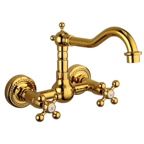 Antike All-Copper-Wand-Wandhahn für Badezimmerbecken und Küchenspüle-Dual-Purple-Purpose-erhöhtes und kaltes Wasserhahn in Schwarz Antike All-Copper-Wand-Wandhahn für Badezimmerbecken und Küchenspüle-Dual-Purple-Purpose-erhöhtes und kaltes Wasserhahn in Schwarz von LCHJX