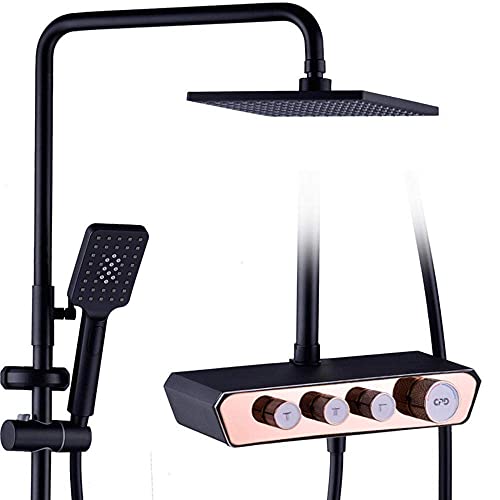 Bath Duschmischer Set Duschsystem Schwarz 9 in quadratischer Regen Duschkopf 3 Modus Handaufknopf Duschmischer Tippsystem modern für Badezimmer-a, a von LCHJX
