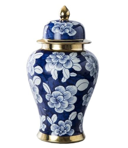 Dekoratives Jar Ingwer Jar Vase Decor Keramik Vasen Ingwerglas mit Deckel für Wohnkultur blau und weiß, orientalisch handbemaltem Tempelglas Vase Ingwergläser eleganter Aufbewahrungsglasur (25 * 45 Dekoratives Jar Ingwer Jar Vase Decor Keramik Vasen Ingwerglas mit Deckel für Wohnkultur blau und weiß, orientalisch handbemaltem Tempelglas Vase Ingwergläser eleganter Aufbewahrungsglasur (25 * 45 von LCHJX