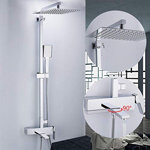 Duscharmatur Messing Badezimmer Dusche Set Wandmontierte Duschkopf Chrom Bad Mixer Badezimmer Dusche Wasserhahn von LCHJX