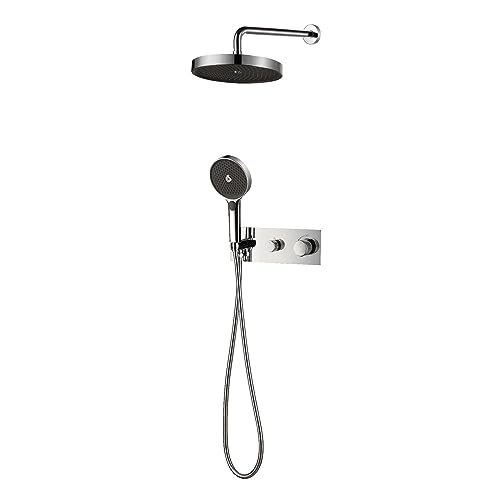 Dusche 2 Funktionen versteckter Duschhahn mit 10 Zoll Regen Duschkopf und 3 Einstellungen Handheld Spray Wall Monted Badezimmer Duschkombination, schwarz Dusche 2 Funktionen versteckter Duschhahn mit 10 Zoll Regen Duschkopf und 3 Einstellungen Handheld Spray Wall Monted Badezimmer Duschkombination, schwarz von LCHJX
