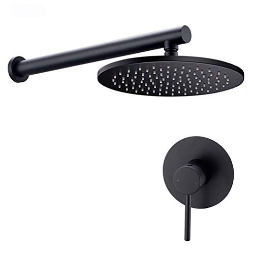 Duschsystem, solide Messing Schwarzes Bad Duschset Badezimmer Duscharm 8-12 Zoll rund Regen Duschkopf One Way Mixer Set, wandmontierte Luxus-Dusch-Set, 8 Zoll, 12 Zoll Duschsystem, solide Messing Schwarzes Bad Duschset Badezimmer Duscharm 8-12 Zoll rund Regen Duschkopf One Way Mixer Set, wandmontierte Luxus-Dusch-Set, 8 Zoll, 12 Zoll von LCHJX
