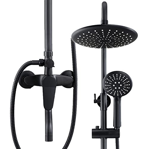 Duschsystem, wandmontierte Duscharmatur Set für Bad, Messing Luxus Hochdruck Duschkopf Handgehaltes Sprühduschverkleidung inbegriffen, schwarz Duschsystem, wandmontierte Duscharmatur Set für Bad, Messing Luxus Hochdruck Duschkopf Handgehaltes Sprühduschverkleidung inbegriffen, schwarz von LCHJX