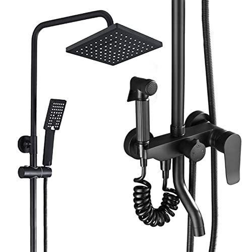 Duschsystem, wandmontierte Duscharmatur Set für Bad, Messing Luxus Hochdruck Duschkopf Handgehaltes Sprühduschverkleidung inbegriffen, schwarz Duschsystem, wandmontierte Duscharmatur Set für Bad, Messing Luxus Hochdruck Duschkopf Handgehaltes Sprühduschverkleidung inbegriffen, schwarz von LCHJX