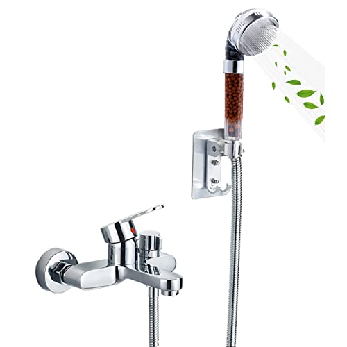 Duschsystem, wandmontierte Duschhahn mit 2 in 1 Handheld und Regenduschkopf, ein Handle Badewanne und Duschkit für Zuhause, Hotels, Schwimmbäder, Gymnasien von LCHJX