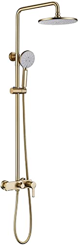 Duschsystem Set mit 9 Zoll runden Duschkopf Duschhahn Wasserhahn Set Wandmontierter verstellbarer Duschkombination Eingriff Niederschlags -Duschset mit Handheld Dusche, Badewanne Ausguss, gebürstet Duschsystem Set mit 9 Zoll runden Duschkopf Duschhahn Wasserhahn Set Wandmontierter verstellbarer Duschkombination Eingriff Niederschlags -Duschset mit Handheld Dusche, Badewanne Ausguss, gebürstet von LCHJX
