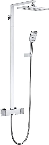 Duschsystem Set mit Duschkopf Duschaugehahn Set Wandmontage Duschkombination Set Verstellbarer Höhenwinkel-Niederschlags-Dusch-Set mit 3-setzender Handheld-Dusche, Wasserfallwanne, B-Dekoration von LCHJX