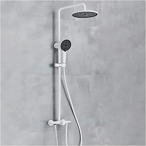 Duschsystem Set mit Duschkopf Duschhahn Set Wall montiert 3 Funktionen Duschkombination Set Height Verstellbares Niederschlagsschuhe Set mit Handheld -Dusche, Badewanne Ausguss, Grau, Chrom von LCHJX