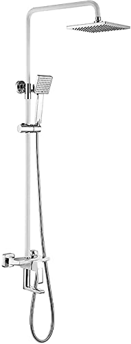 Duschsystem Set mit Duschkopfkopf Duschschlauch Duschhahn Set Set Wall montiertem Höhenhöhe Einstellbare Duschkombination mit Handheld Dusche, rotierbarer Wannenauslauf, Chrom, Chrom von LCHJX