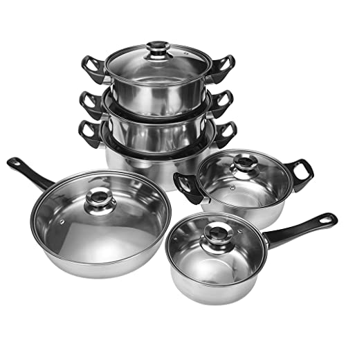 Edelstahl -Kochgeschirr -Set -Griff 12pcs/ Set Spülmaschinen -Safer -Töpfe Non -Stick -Bratpfanne Induktionskocher mit Deckel von LCHJX
