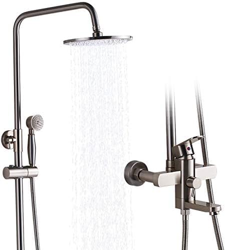Gebürstete Nickel -Niederschlags -Duschmischer Wasserhahn Wandhalterung Drehspout Bad Dusche Set Einer Hebel 16 Regen Duschkopf Duschkopfschuhhead, 12 Zoll Duschhead Gebürstete Nickel -Niederschlags -Duschmischer Wasserhahn Wandhalterung Drehspout Bad Dusche Set Einer Hebel 16 Regen Duschkopf Duschkopfschuhhead, 12 Zoll Duschhead von LCHJX